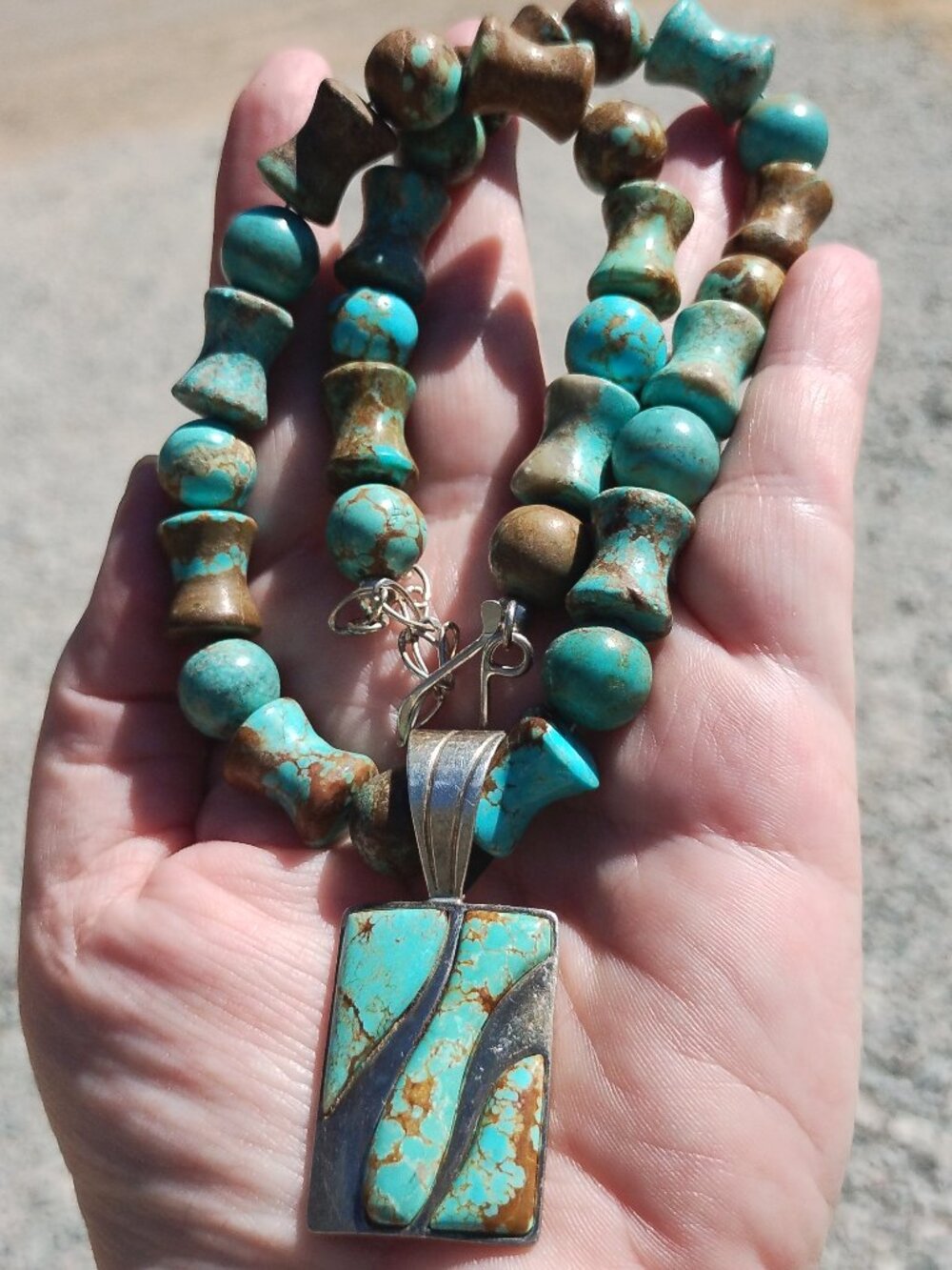 Jay King DTR Turquoise necklace and pendant set 925 Sterling Silver - Picture 4 of 7